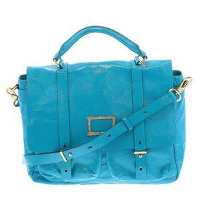 Marc by Marc Jacobs Turquoise Glazed Leather Large Top Handle Werdie Satchel